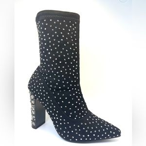 Dressy rhinestone black high heel bootie new in box sizes 5.5-6
